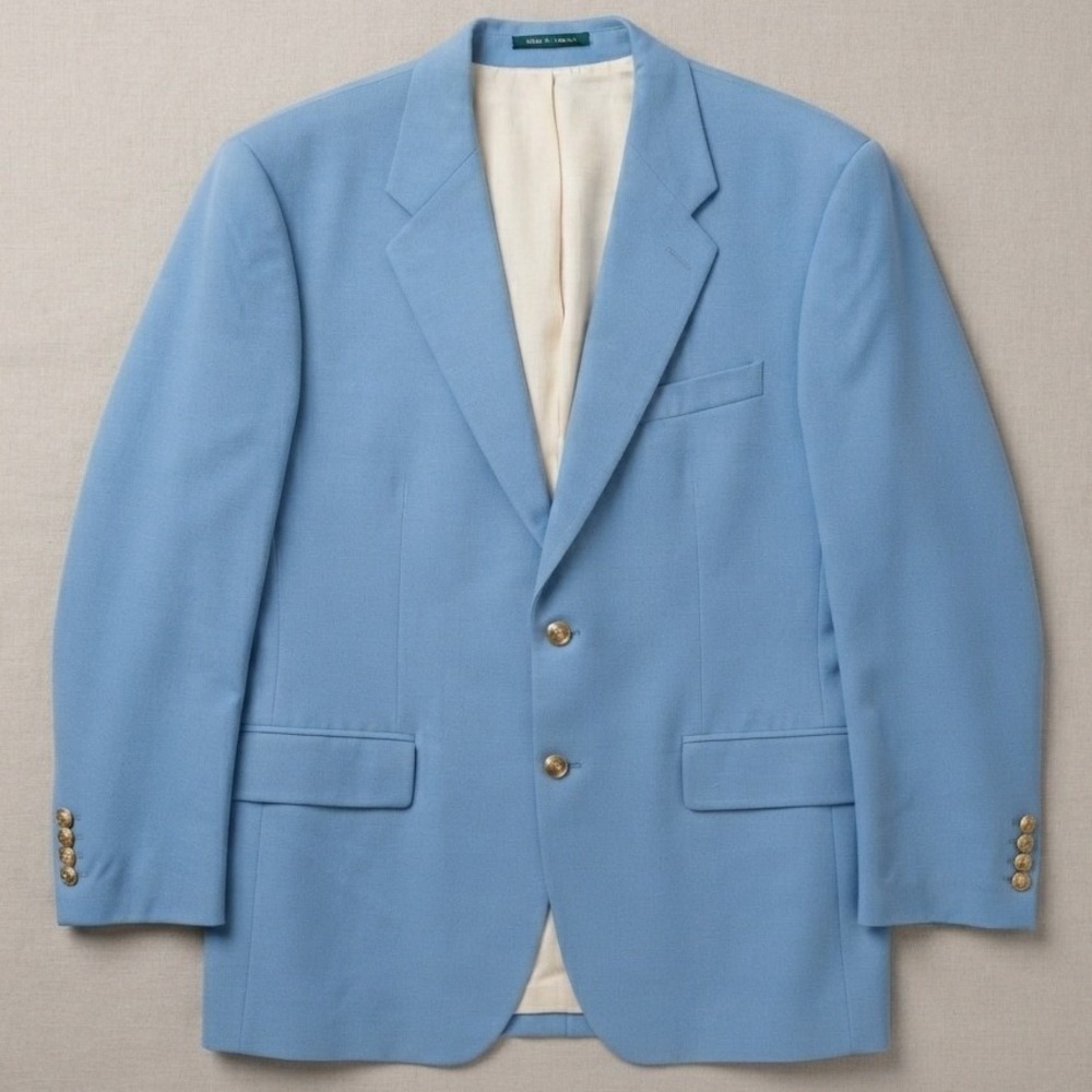 Lauren Ralph Lauren 42r wool Blazer Sport Coat Blue 2 button flap pocket office
